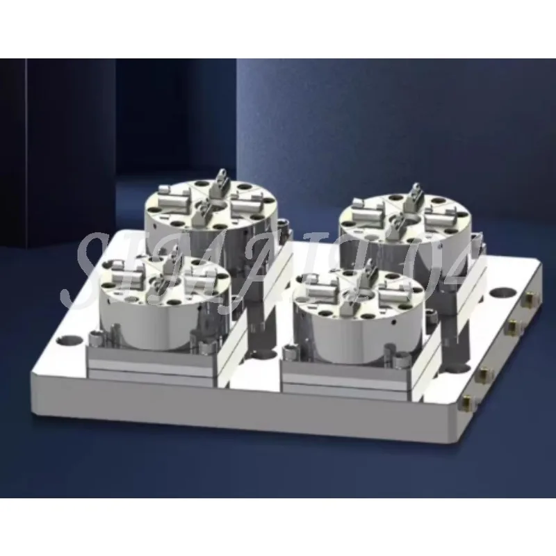 Fixture Pneumatic Chuck Fast Positioning, Pneumatic D100 Type 4 Head Chuck 6Bar 10000N Locking Force