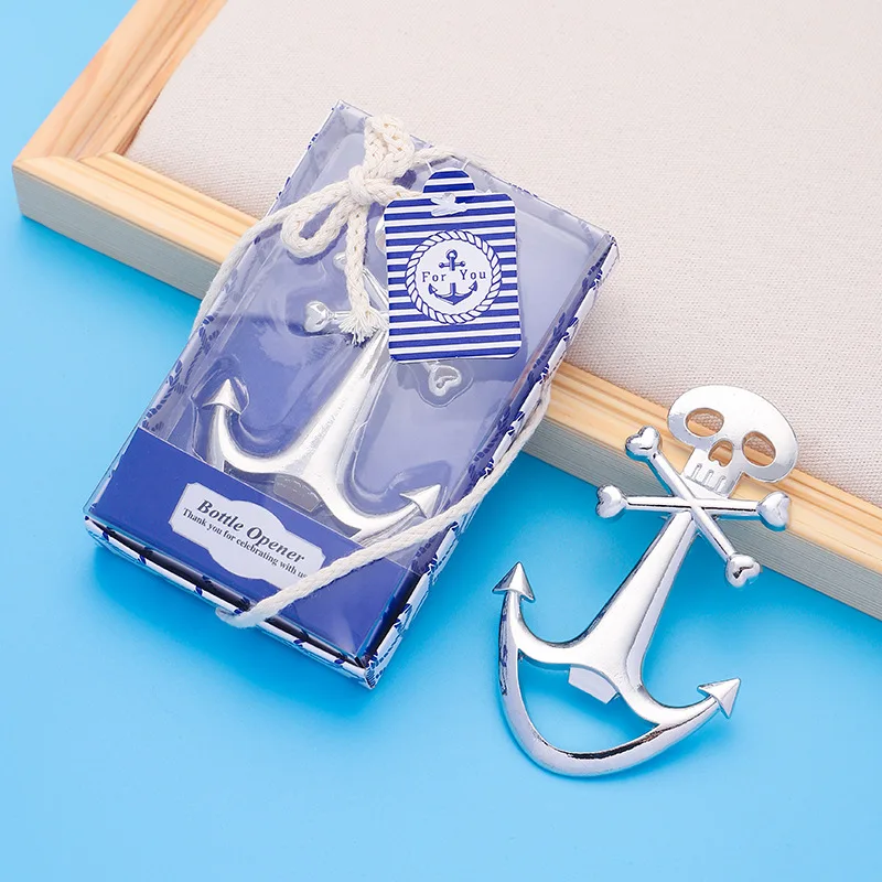 (25 Pieces/lot) Ocean Wedding anniversary favors for guests of Pirate Bottle Opener gifts for Anchor Opener Party Favors