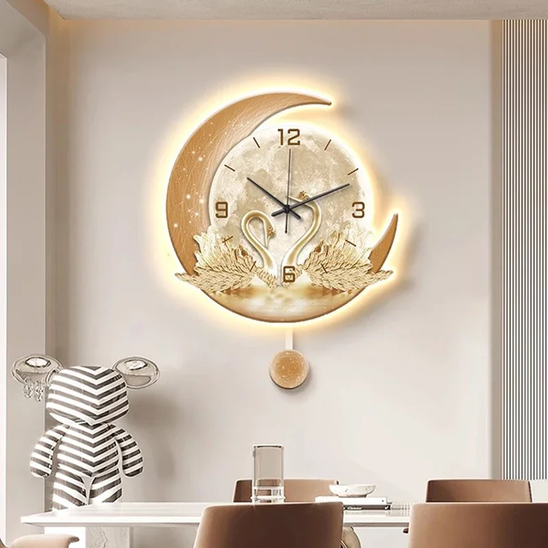 Garden Quartz Wall Clock Wooden Needle Office Fashion Nordic Wall Clock Night Light Decoracion Salon Casa Home Decorating Items