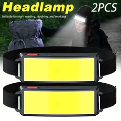 1 Pc Strong Light High Brightness Cob Headlight Usb Charging Head Mounted Night Fishing Light Outdoor Cycling Floodlight