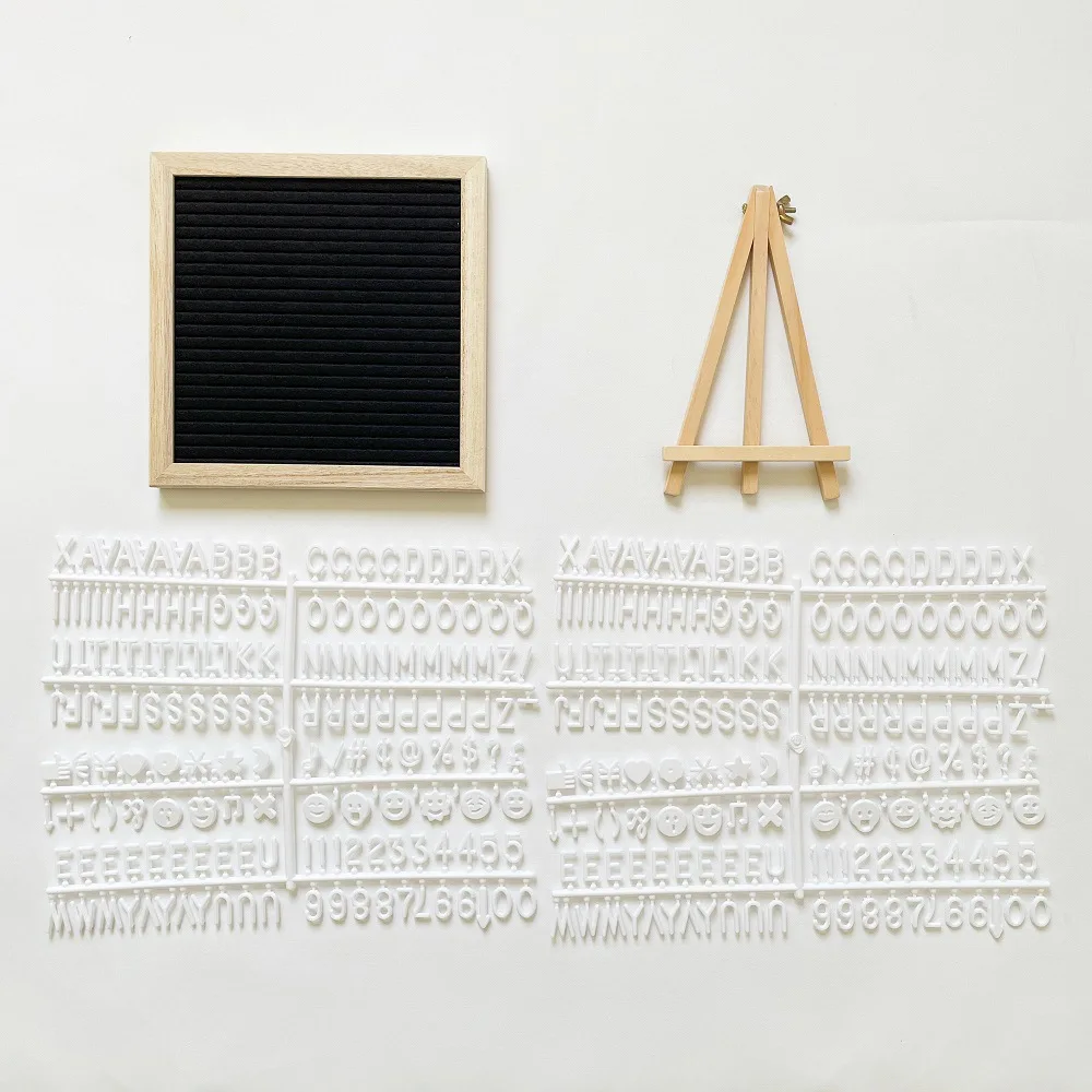 Wooden Felt Alphabet Spelling Board Baby 100-day Photo Props with Bracket 340 Words Message Board 20 Cm Accessories Living Room