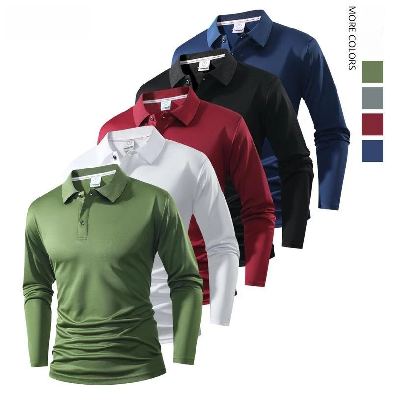 Men's Longsved Golf Shirt Pointed Collar Embroidered Polyester Fiber Thin Summer Stripe Pattern  Shirt by Twxing