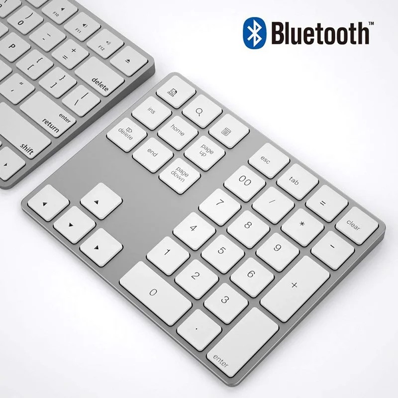 Mini Ultra Thin Bluetooth Number Pad Aluminum Rechargeable Numeric Keypad Wireless Number Keyboard for Laptop Windows MacBook