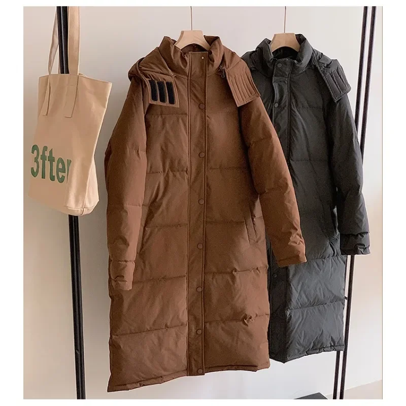 Long Down Cotton Jacket, New Korean Version, Loose Over The Knee, Thick and Warm Cotton Jacket, Winter Coat, Bread Jacket