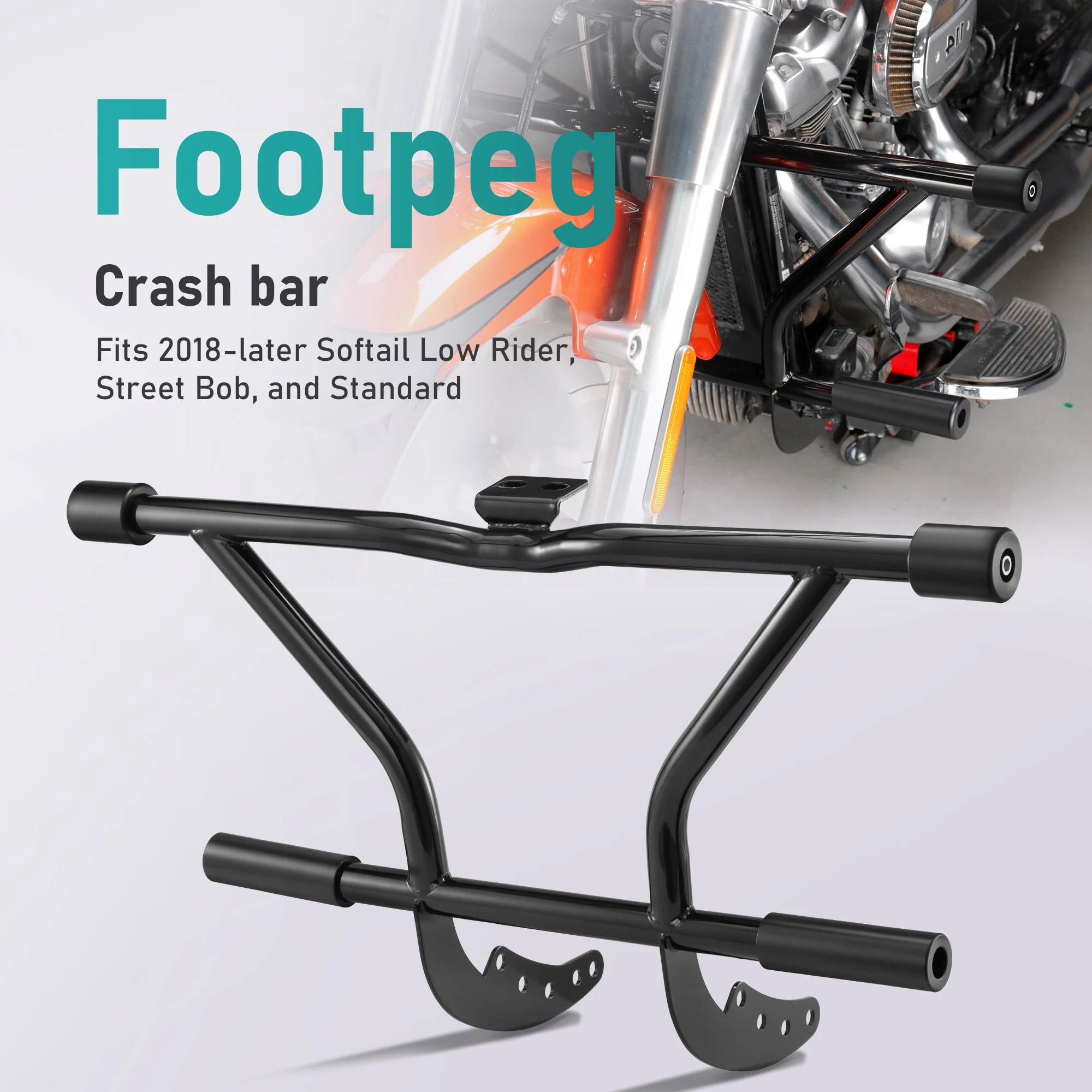 Barra parachoques delantera de dos pasos con clavija de carretera para Harley Softail 2018-2024 Fat Boy Street Bob Low Rider Sport Glide Slim