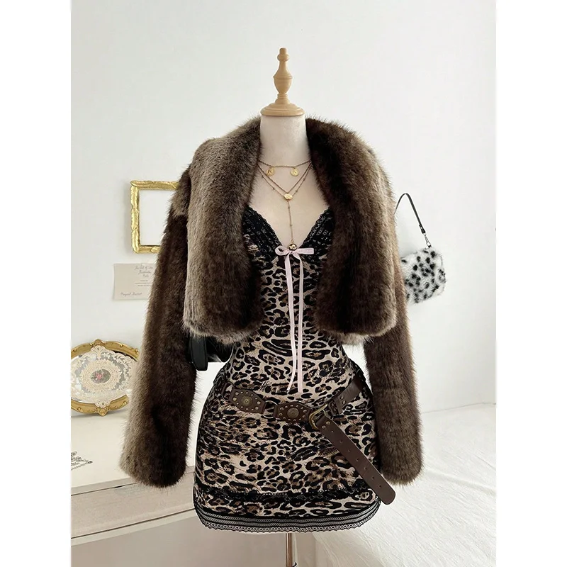 Benuynffy Luipaard Print Contrast Kant Cami Jurk Vrouwen Sexy V-hals Mouwloos Y2k Meisjes Boog Slanke Backless Bodycon Mini Jurken