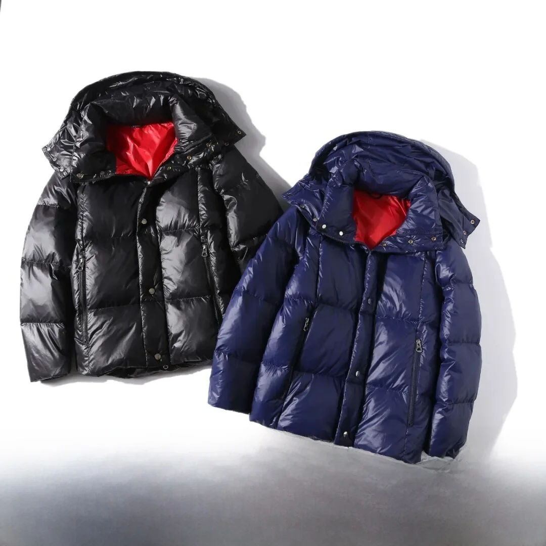 

High Loosen 90 down Filling Thi Warm Winter Jaet Hat Inteated Padded Coat Casual Sle Regular Fit Long Sve Zippe...