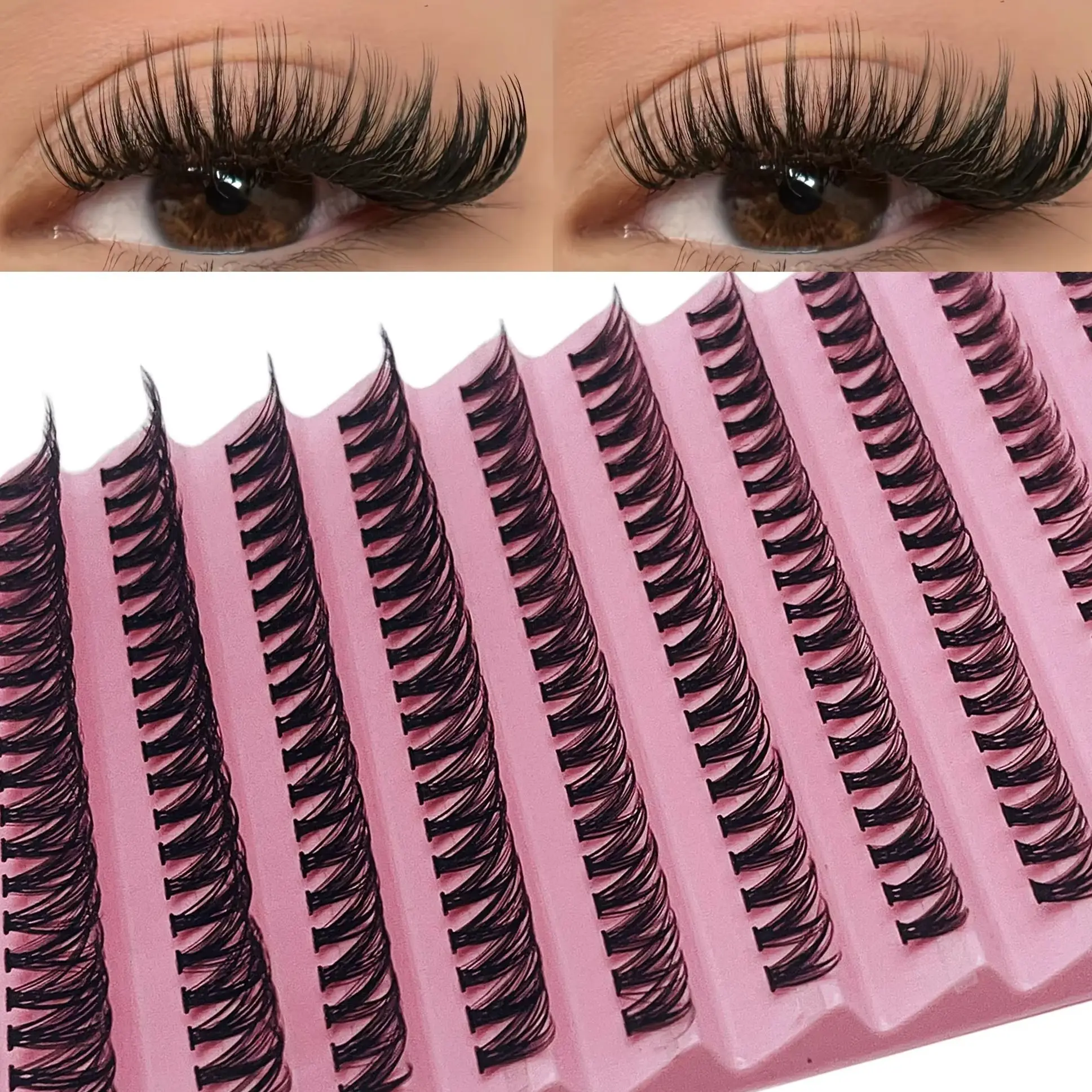 200pcs Individual Lashes 8-16mm Cluster Lashes Natural Look Mixed Tray DIY Eyelash Extensions Long Volume Lash Clusters