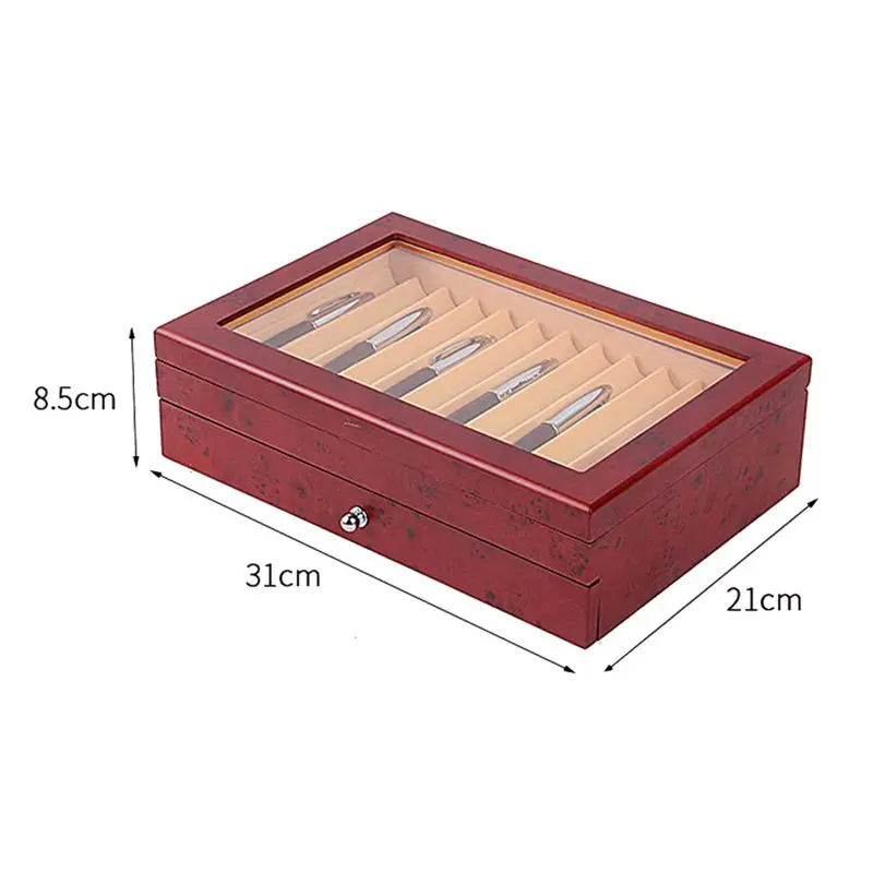 1 Piece 23 Slots Wooden Pen Storage Case Luxury 2 Layer Pen Display Organizer Transparent Window Fountain Pen-Collector Box 2