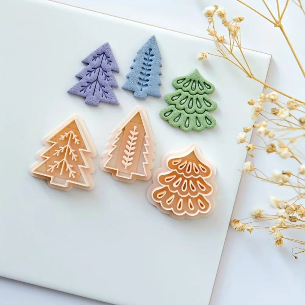 3Pcs Christmas Tree Polymer Clay Cutters Set  3D Printed Reusable Molds Jewelry Making Tools for DIY Holiday Earrings & Crafts