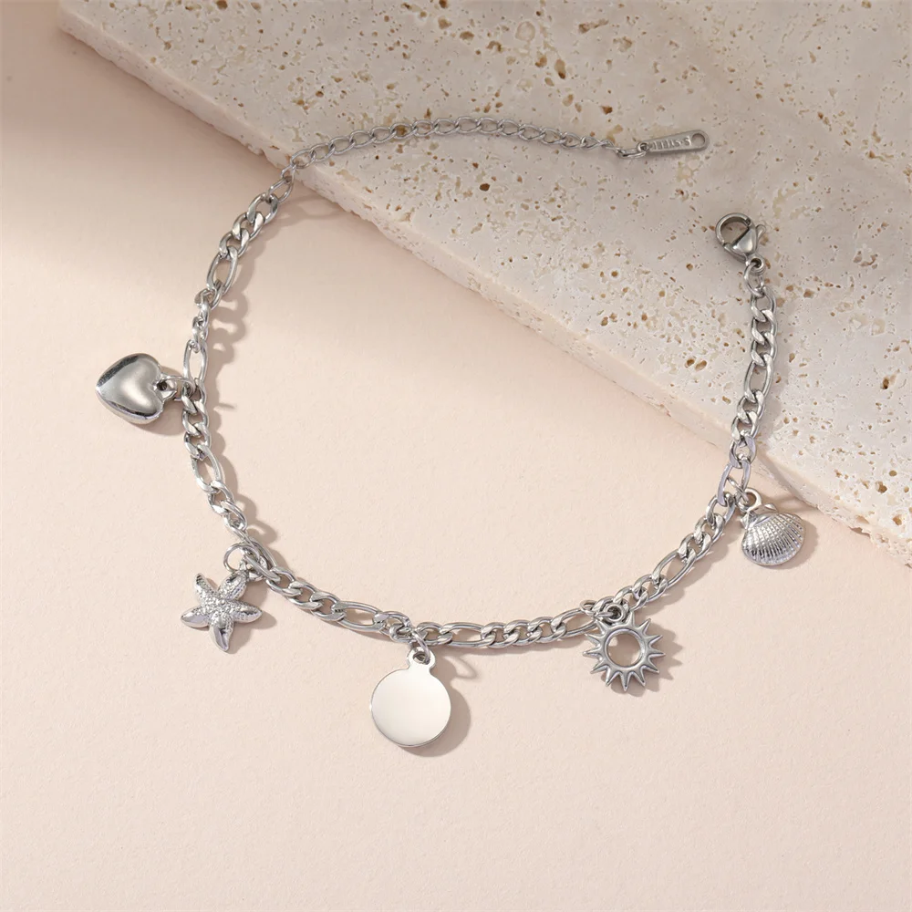Kkjoy Mode Edelstahl Gold Farbe Doppel Schichten Shell Armband Für Frauen Herz Seestern Charms Schmuck Geschenk Für Frauen – Detail 10