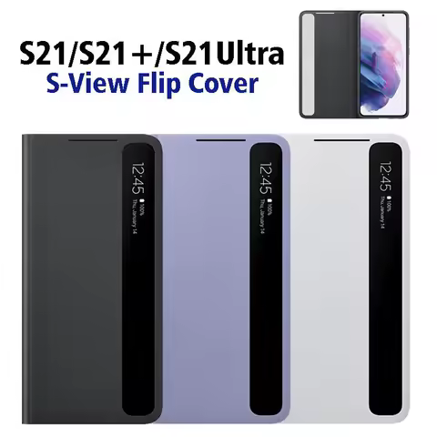 Smart Clear View Flip Mirror Phone Case For Samsung Galaxy 5G S21 / S21Plus / S21 Ultra Leather Protective Covers