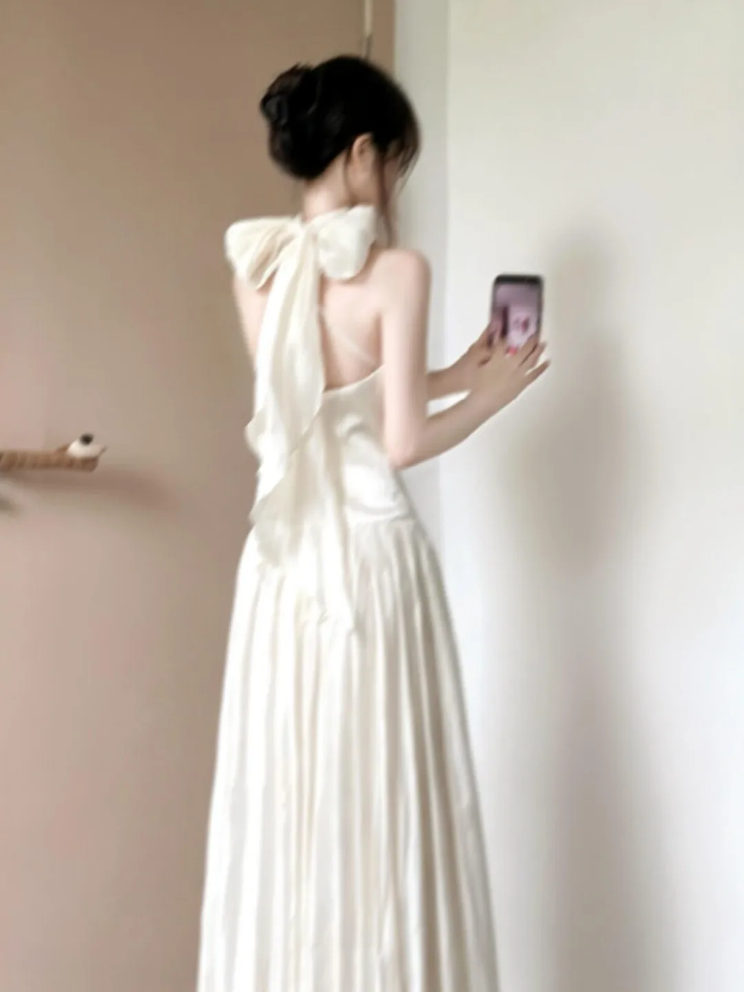 

Elegant Unique Neck Hanging Strap Slimming Long Dress Design Sensation Beautiful Dress Summer Cotton High Waist Backless Fren...