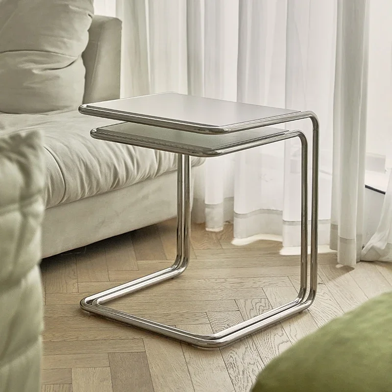 Mesa lateral Premium Lazio, sofá, mesa de centro, prateleira moderna e minimalista, mesa quadrada