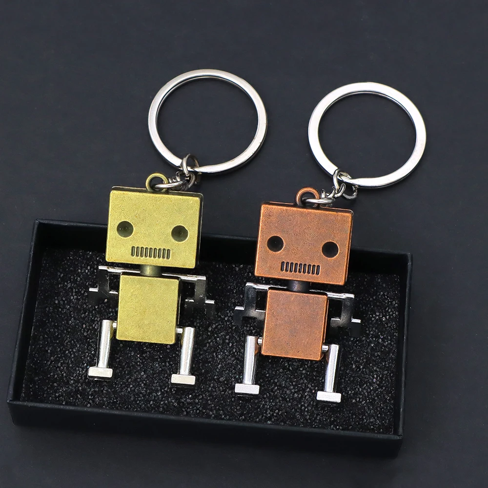 Creative Cube Robot Keychains Movable Punk Cyberrobot Key Holder for Men Backpack Car Pendant Friend Gifts Alloy Souvenir