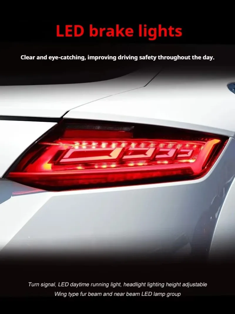 Car Lights For TT TTS Taillights 2015-2019 RS Style LED Tail Lamp Dynamic Turn Signal Light Car Taillights Assembly