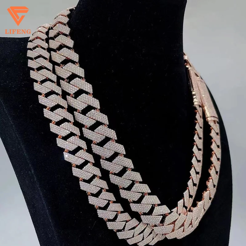 Explosive Models Pro Men Chunky Miami Necklace Custom Available VVS Moissanite 18mm Width Hip Hop moissanite cuban chain