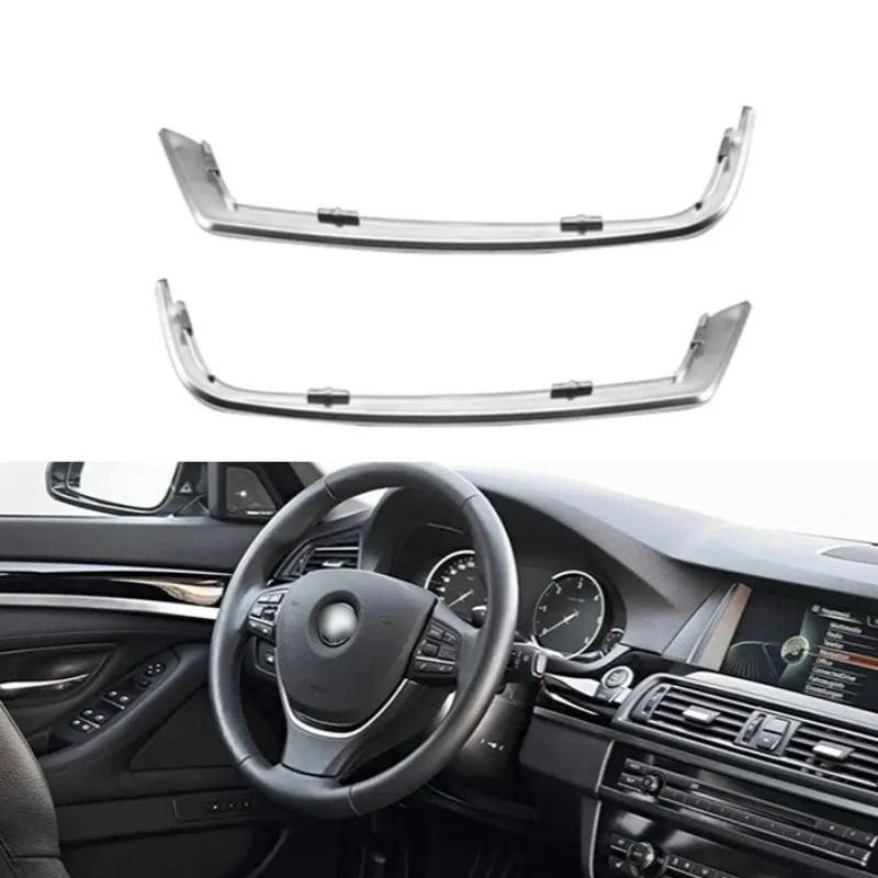 2Pcs Silver Car Door Speaker Trim Cover Interior Decoration Accessories for BMW 5‑Series F10, Front Door Audio Gap Decor Sticker
