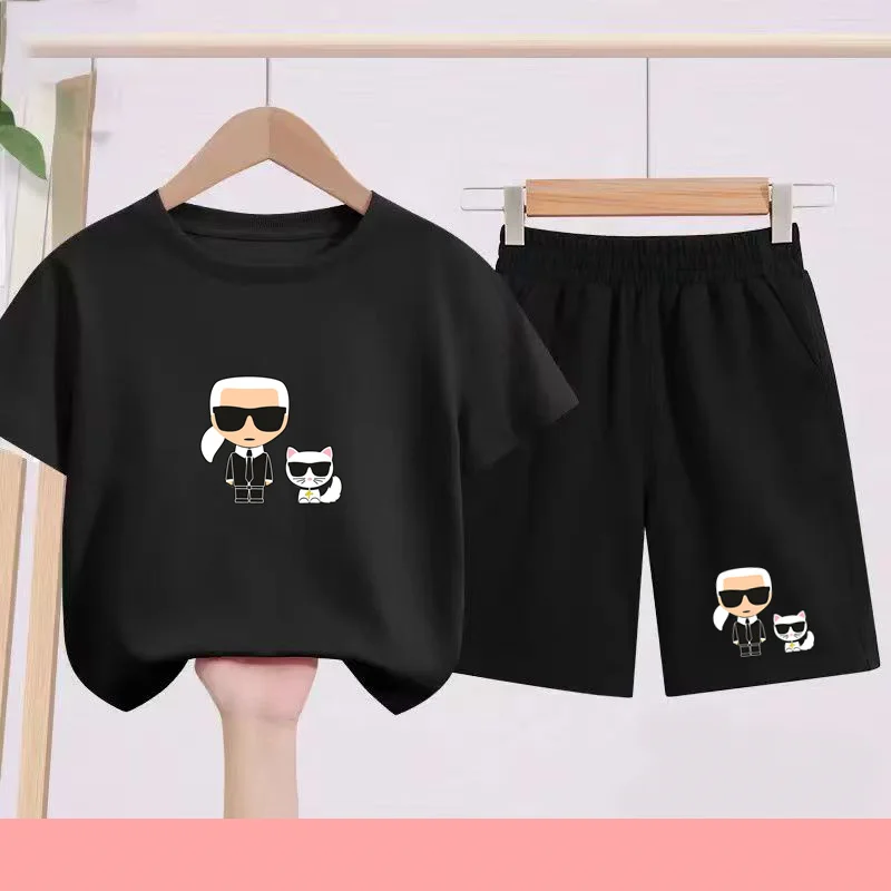

Children's Summer T-shirts for Boys and Girls Aged 3 To12 Years Old Clothing Cartoon Animation Short-Sleeved + Shorts Casual Set