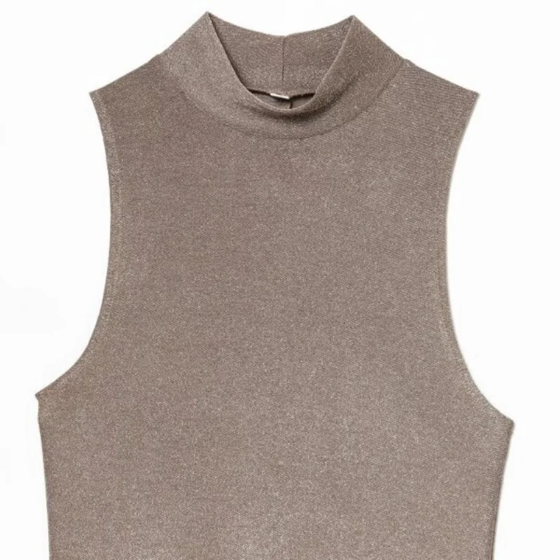 Vestido de fiesta de noche sin mangas con hilo metálico para mujer Traje de vestido de moda con purpurina brillante