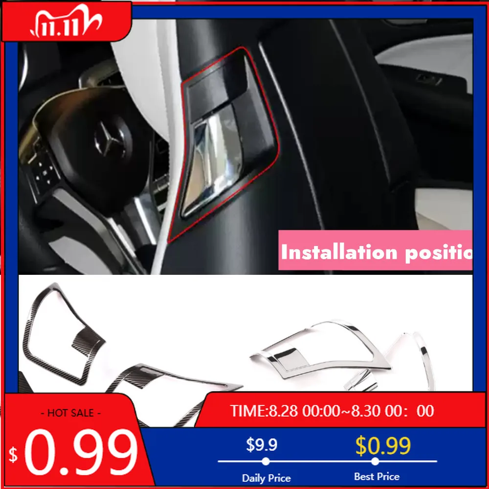 

Interior Stickers Stainless Steel Car Seat Back Adjustment Panel Frame Trim Stickers For Mercedes Benz E C Class Coupe W207 Auto