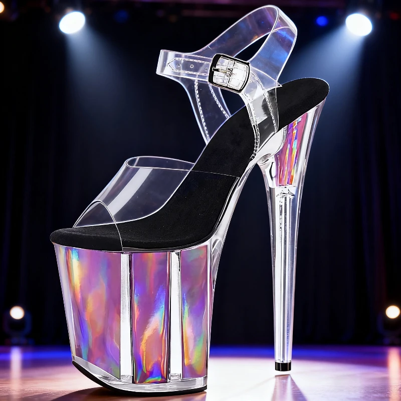 

LLXF Sexy Crystal Pole Dance Shoes Woman 20cm High Heeled Platform Sandals 8 Inch Model Show Catwalk Wedding Nightclub Pumps