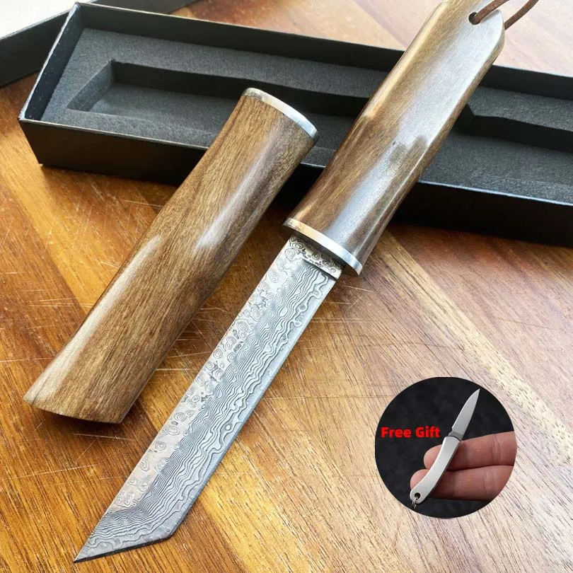 

Дамасская сталь, уличный инструмент, прямые ножи, ковка с узором молотка, нож ручной работы высокой твердости, желтая ручка из бамбукового дерева