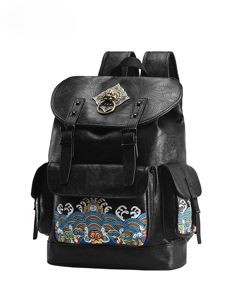 New Chinese Style Retro Men's and Women's Backpacks, Large Capacity Trendy Commuter Backpacks