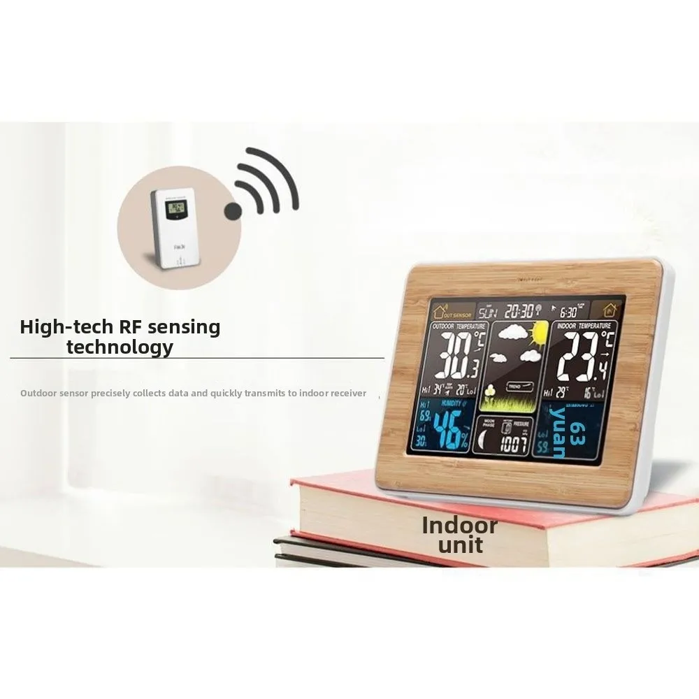 Wireless Weather Station Color Display Atomic Clock Digital Thermometer Remote Sensor Barometric Pressure Weather Forecast Clock
