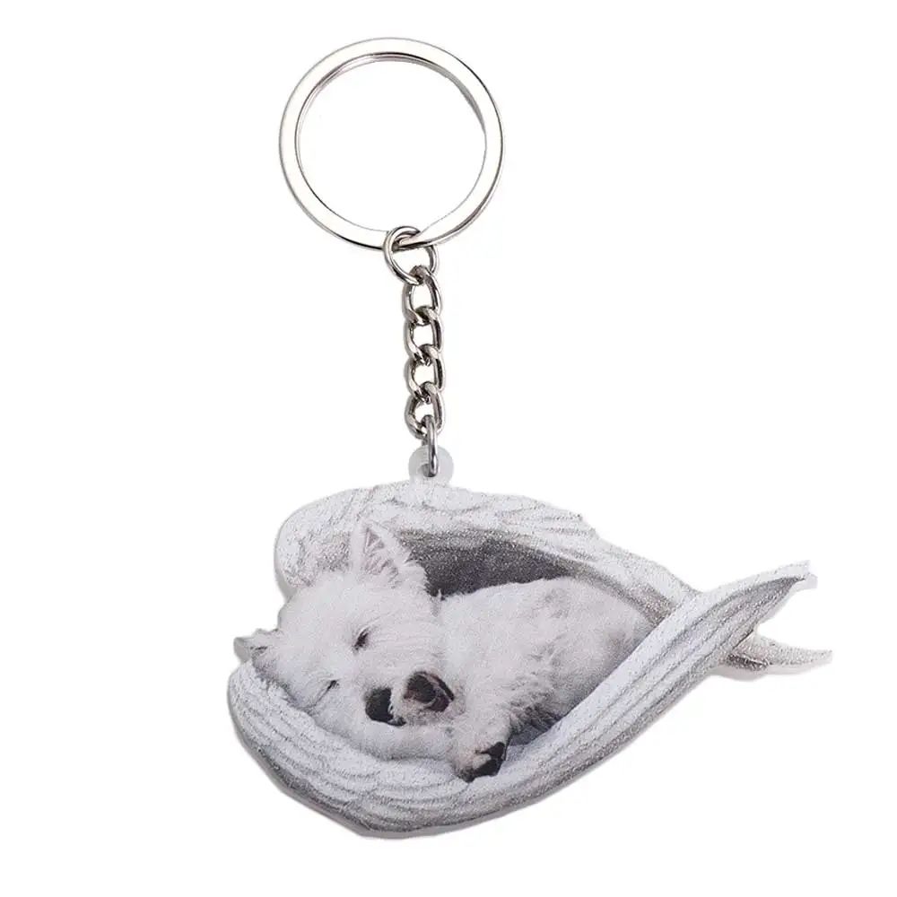 

Acrylic Home Door Keyring Sleeping Angel Jewelry Gift Pet Keychain Car Keyring Dog Pendant Animal Keychain Dog Key Chains