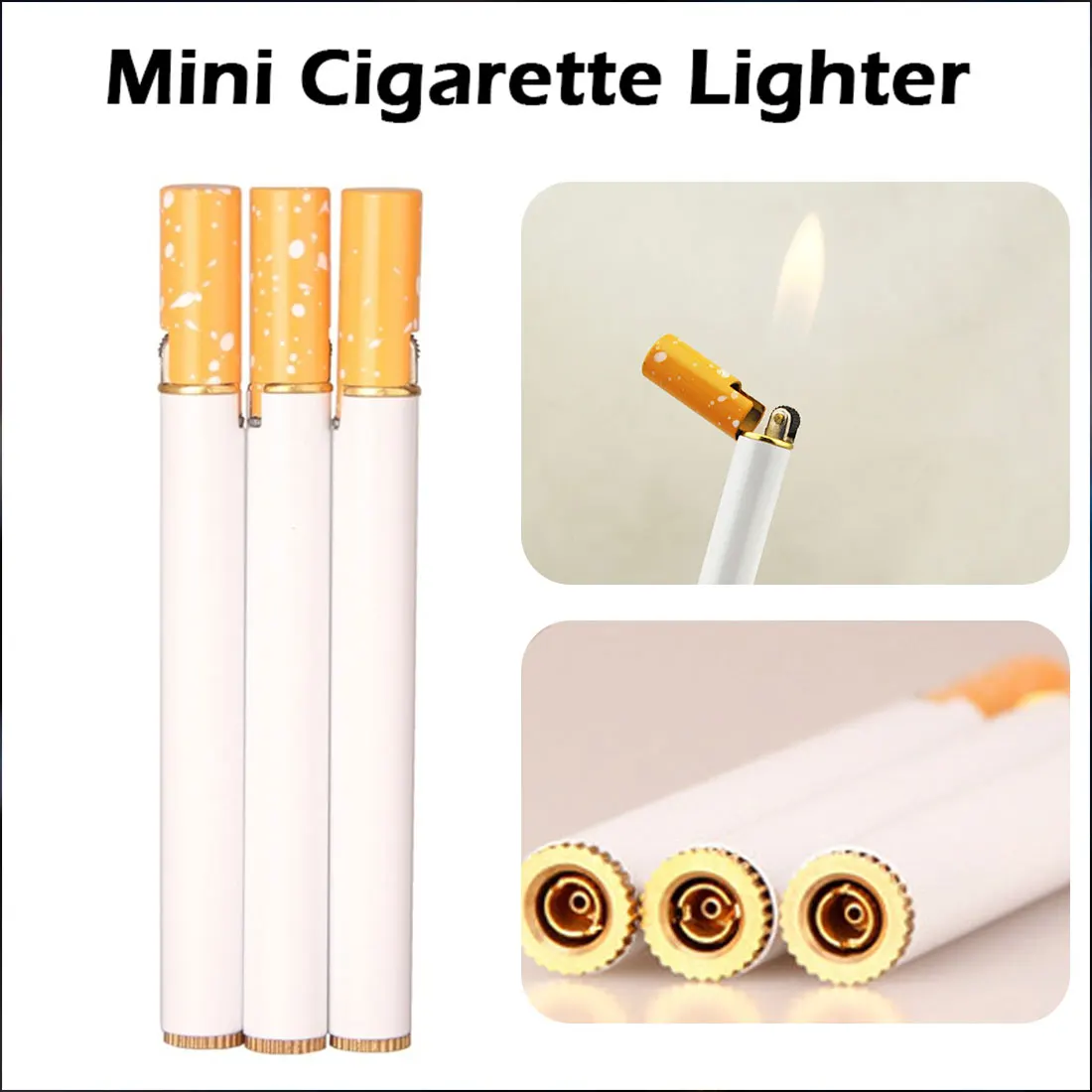 Mini Creative Lighter Refillable Butane Gas Metal Cigarette Shaped Lighter Portable Grinding Wheel Lighter Outdoor Tools No Gas