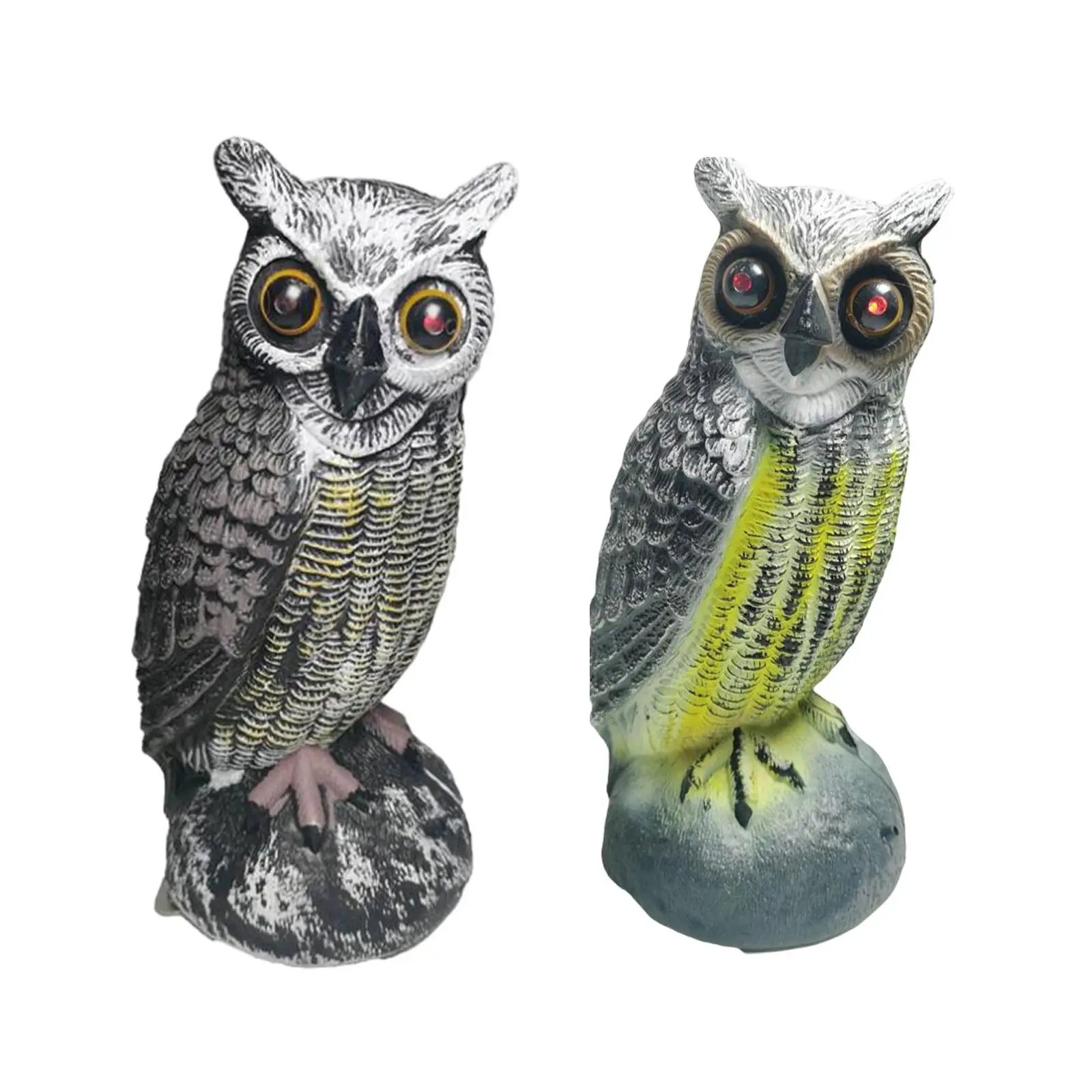 

Realistic Solar Owl Decoy Solar Powered LED Eyes Fake Owl Ornament Plastic Scare Birds Away Owl Statue for Fence Barns