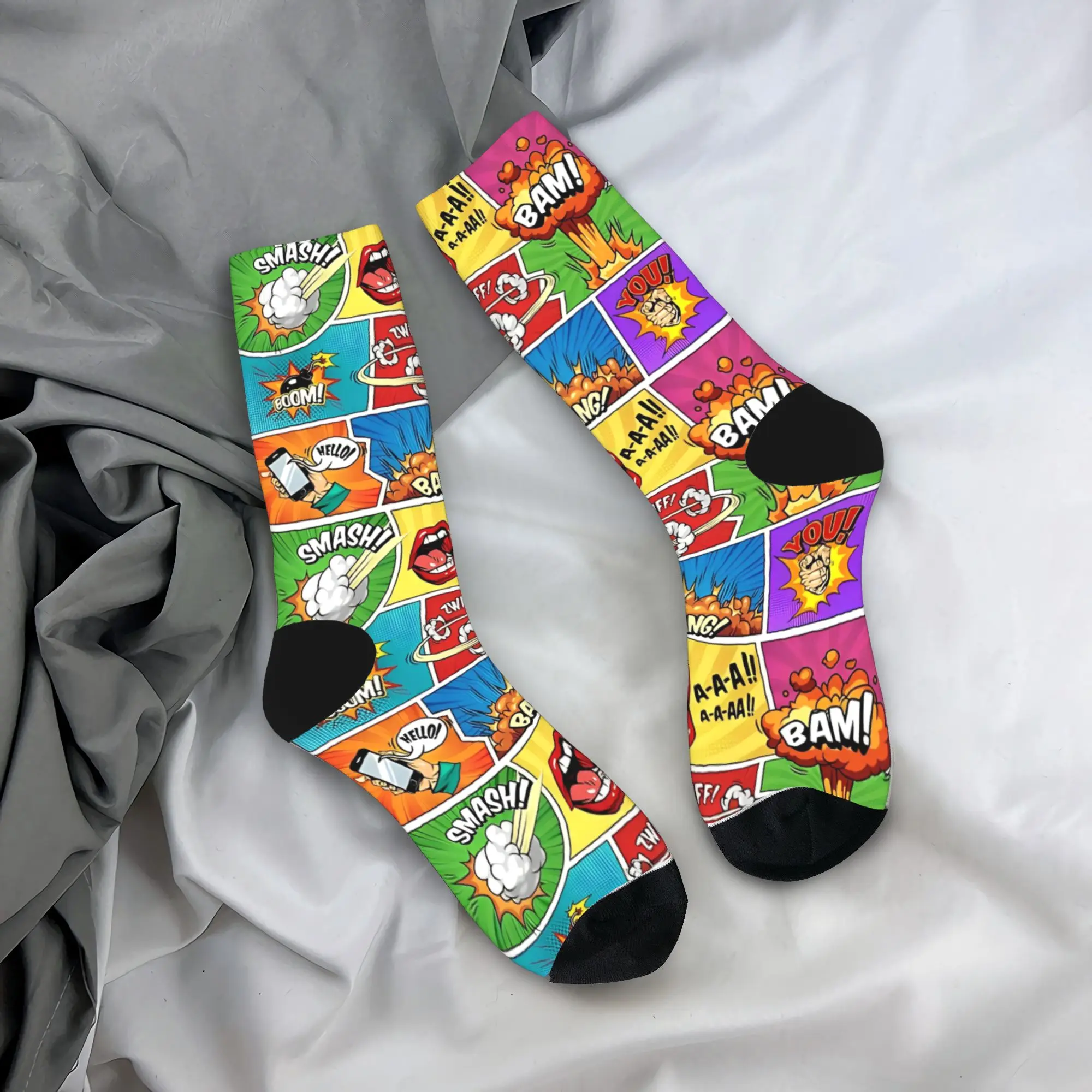 

Осенне-зимние повседневные носки с граффити, унисекс, красочные носки с книгами в стиле комиксов, нескользящие носки для скейтборда
