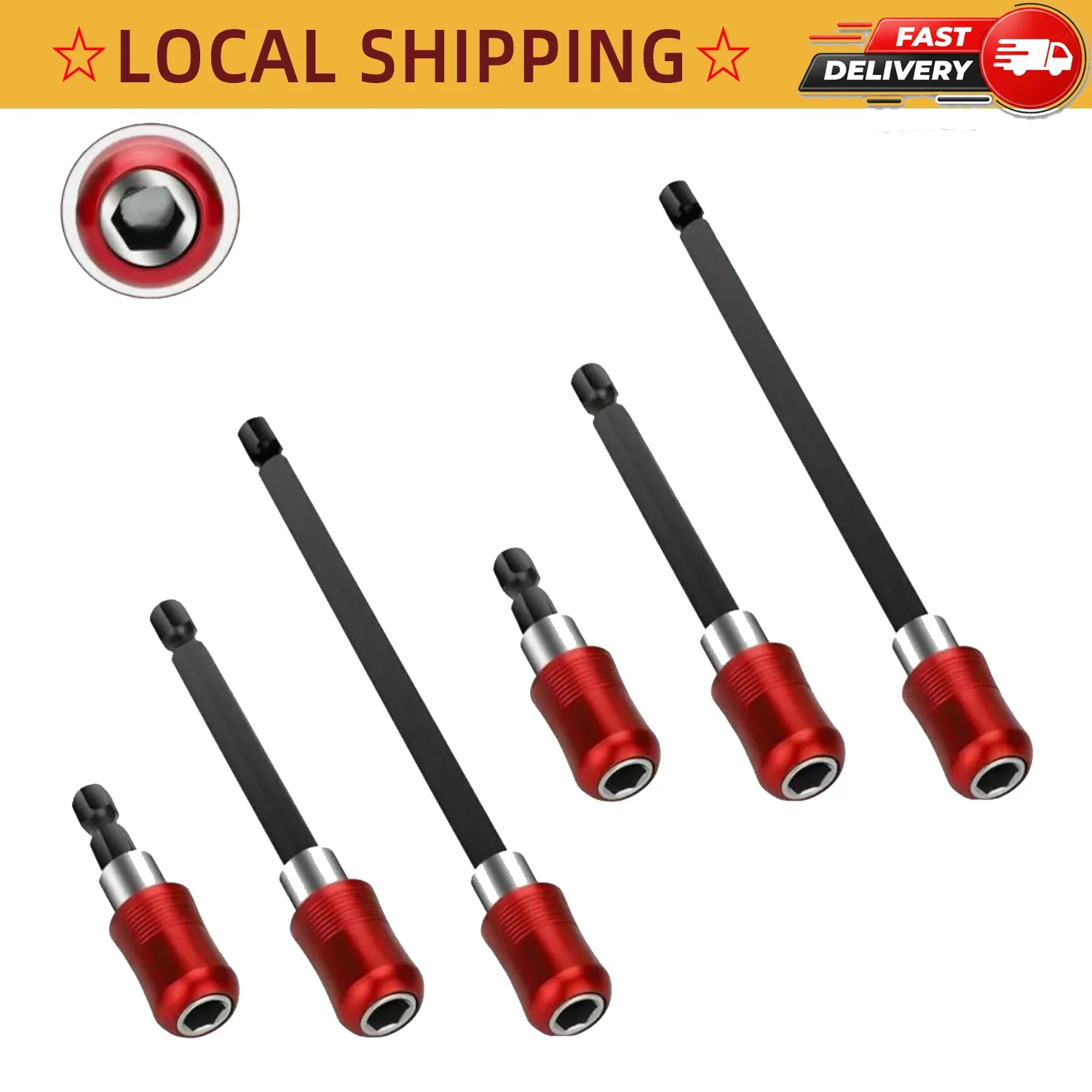 

Набор инструментов: магнитный держатель для бит с шестигранным хвостовиком 60/100/150 мм, красный, быстросъемный, для отверток и дрелей