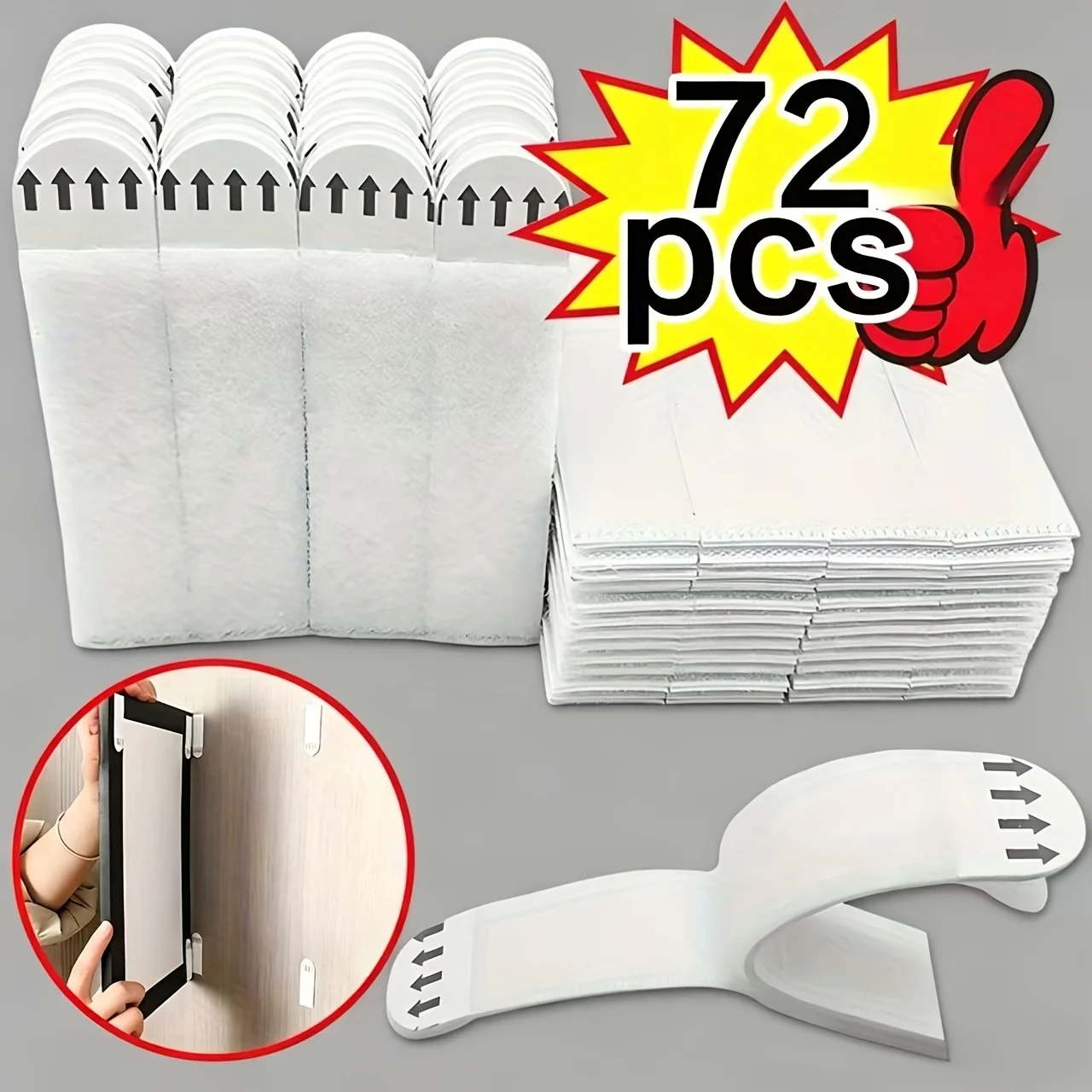 [72 Pieces] 36 Pairs Detachable Double-Sided Tape, Small Interlocking Hook and Loop Tape - For Hanging Fast