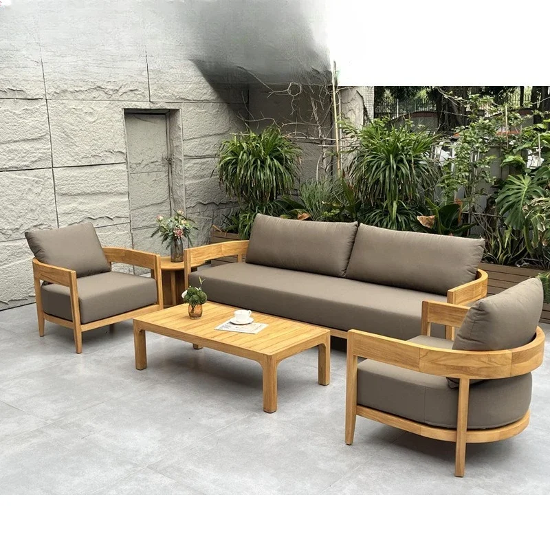 OBMTeak sofa combination, teak frame waterproof cushion, five-star resort hotel furniture