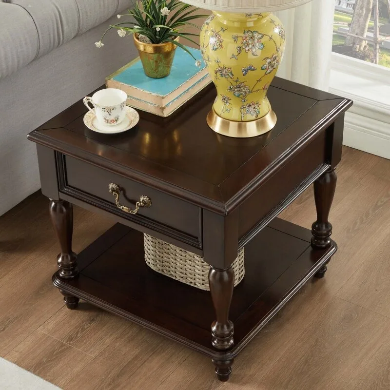 American solid wood living room side sofa side cabinet corner small coffee table bedside table shelf square phone table