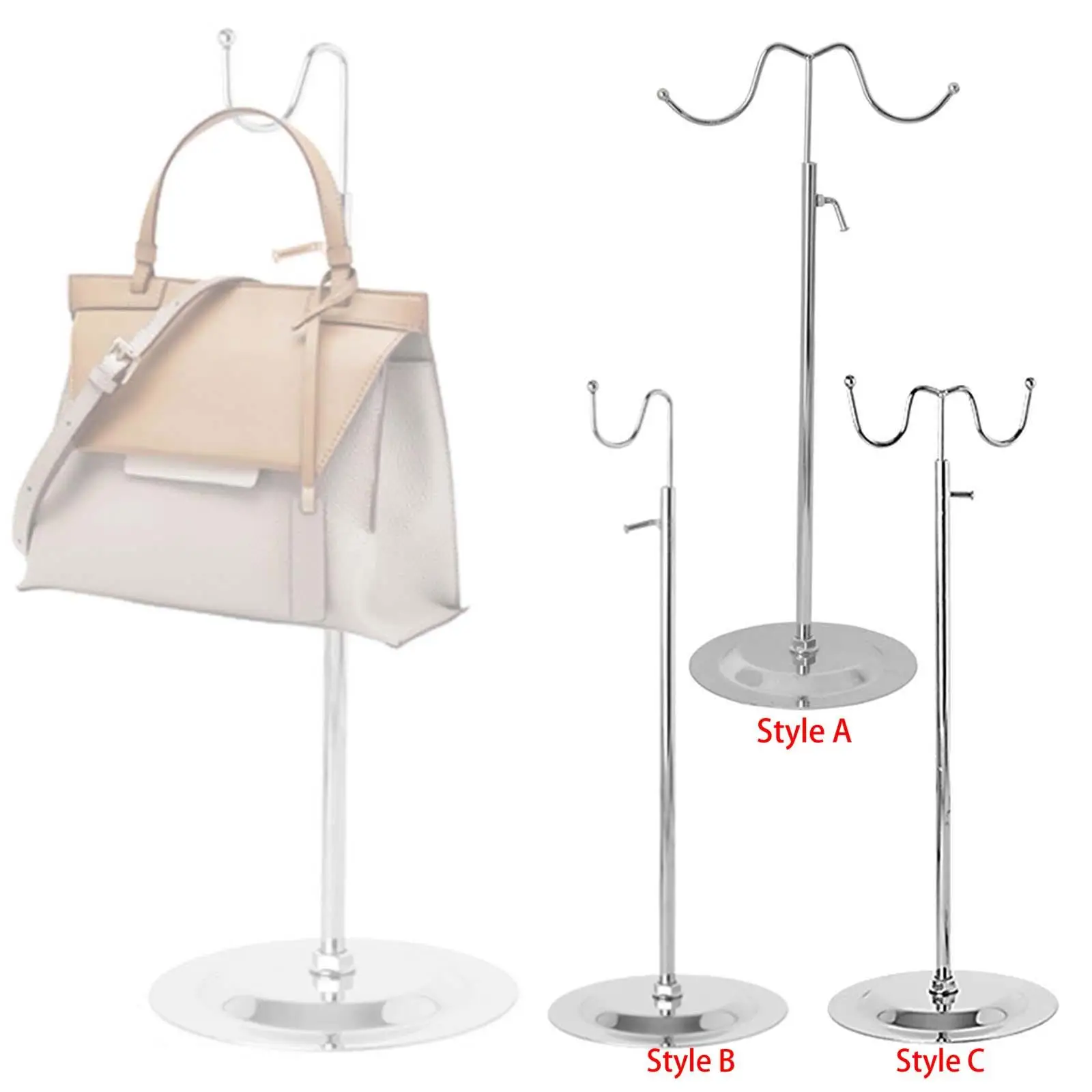 Adjustable Handbag Display Stand Bag Scarf Shelf Display Rack Purse Hanger Holder Stainless Steel Organizer Stand Storage