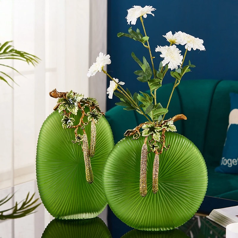 Enamel colored glass vase ornament, living room Nordic TV cabinet European flower insert entrance