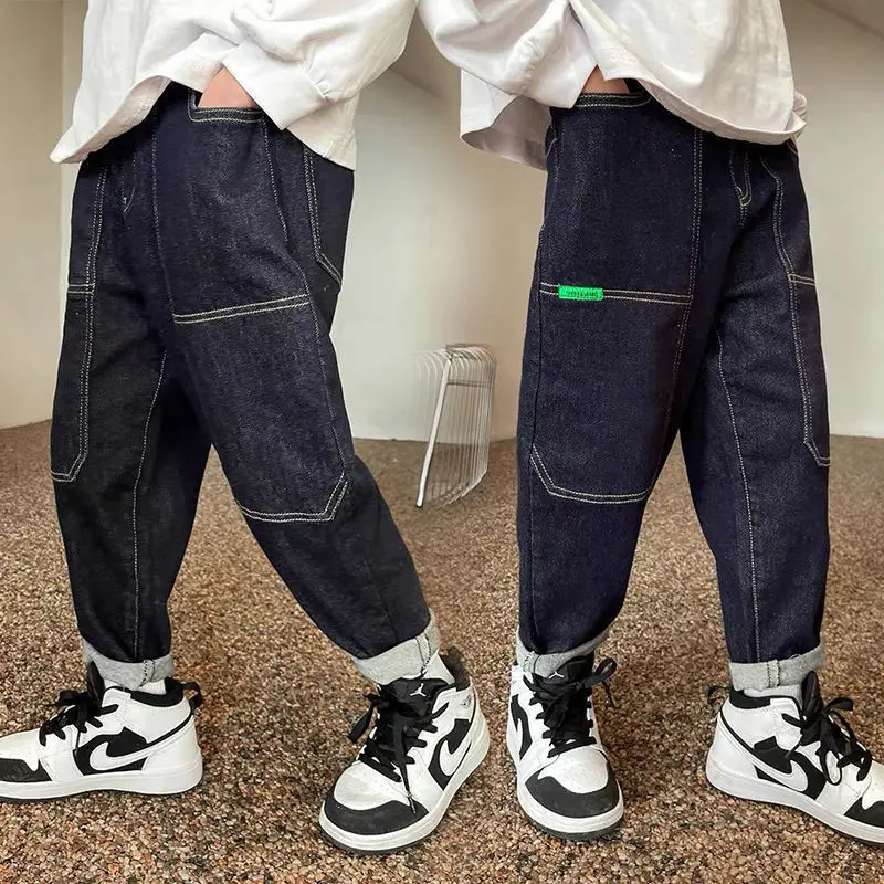 Boys Jean Pants Long Trousers Denim 2024 Vintage Spring Autumn Baby's Kids School Toddler Christmas Gift Children's Clothing