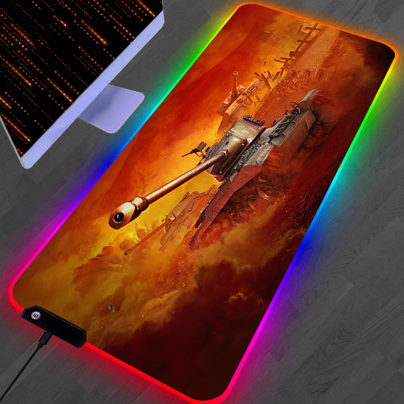 Keyboard Mat RGB Mouse Pad LED Gaming World Of Tanks Game Mats Mousepad Anti-skid Laptop Computer Desk Accessories Rug Playmat