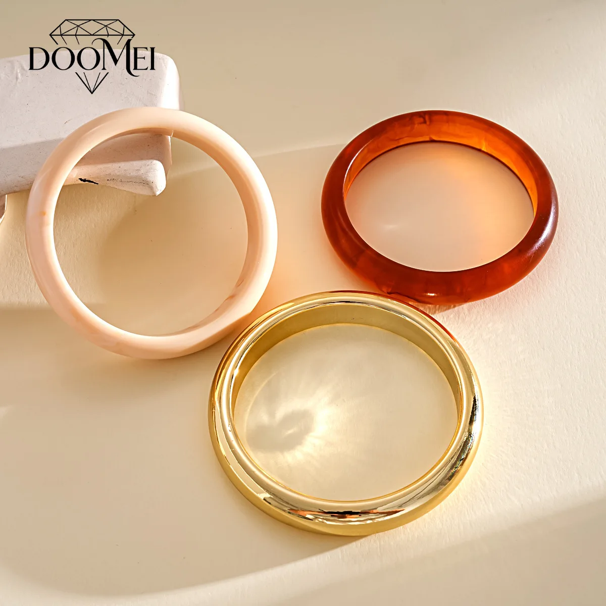 DOO MEI 3 Pcs Boho Stackable Bangle Bracelets Set for Marble Swirl Cuff Bracelets Daily Life Party Fashion Wristband Jewelry