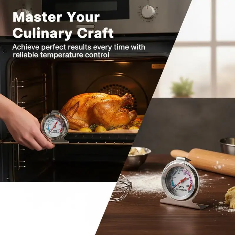 Mini Dial Oven  300°C Stainless Steel Stand Up Temperature Meter Baking Roasting Cooking Monitoring Tool