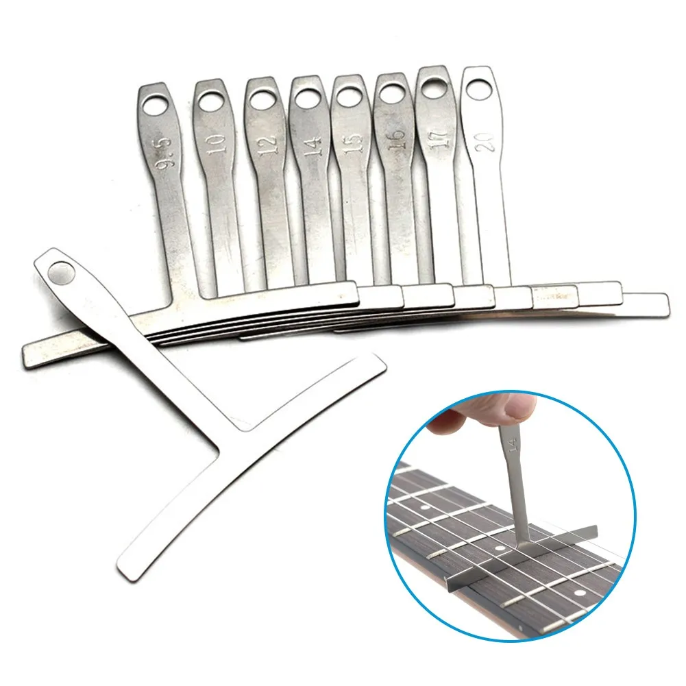 9pcs Understring Radius Gauge Guitar Fretboard Arc Grinding Measuring Ruler 66X70mm Silver Stainless Steel Musical Accessories