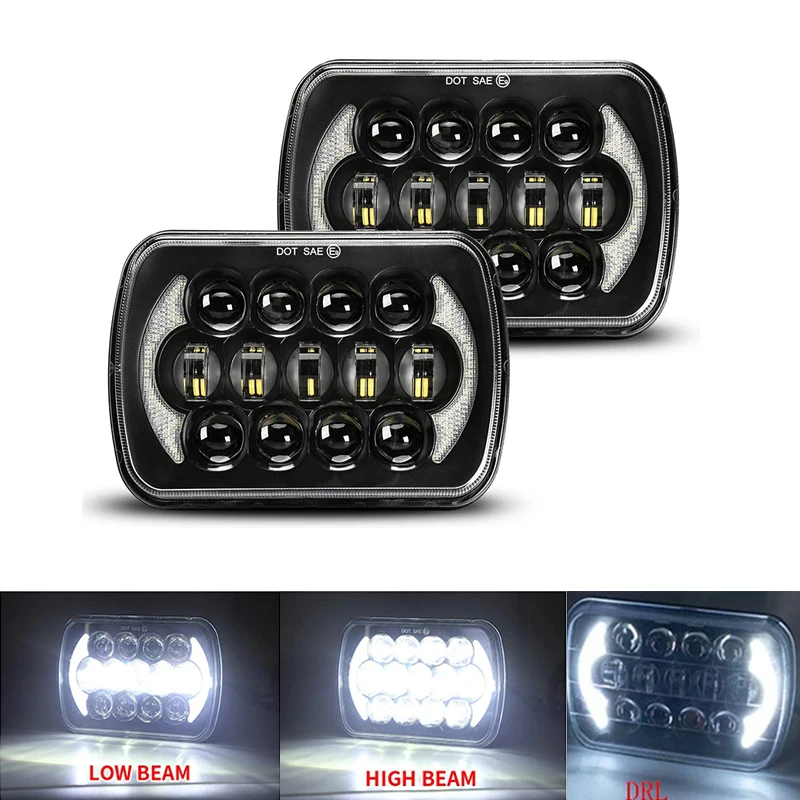 5x7 LED Headlight H6054 LED Headlights 7x6 Inch Sealed Beam Halo Angel Eyes DRL Compatible with Jeep Wrangler YJ XJ Truck H5054