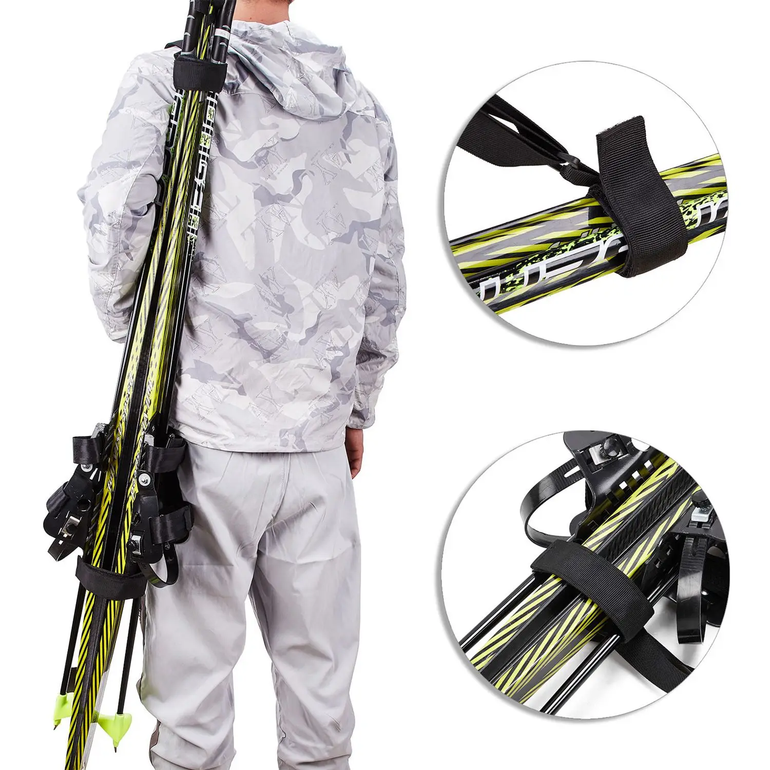 Ski-schouderriem Verstelbare ski-rugzakdrager Ski Carry Sling Strap voor heren, dames en kinderen