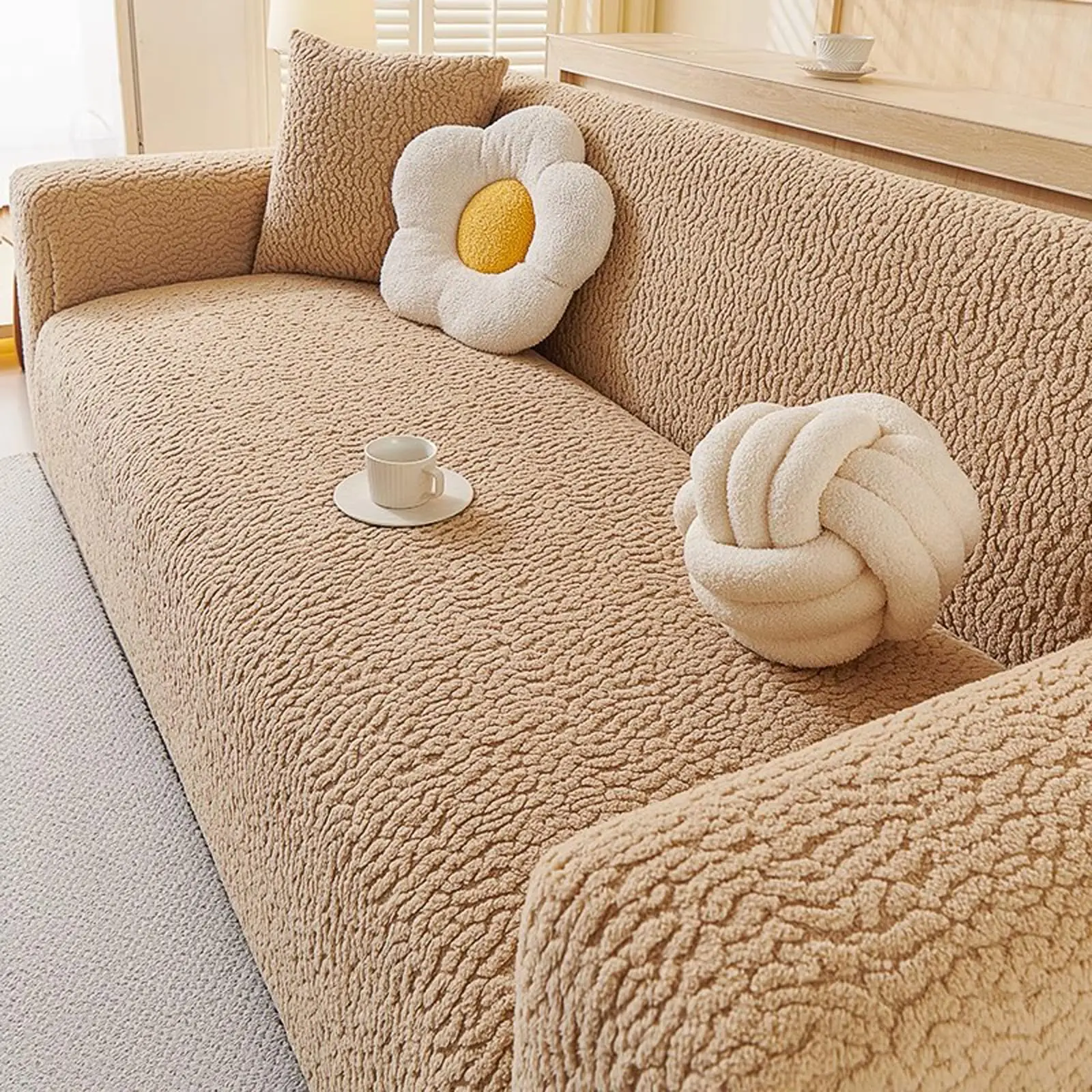 High Stretch 360° Sofa Slipcovers for Corner L Shape Living Room Funny Fuzzy Sofa Cover Cat Scratch Furniture Protector