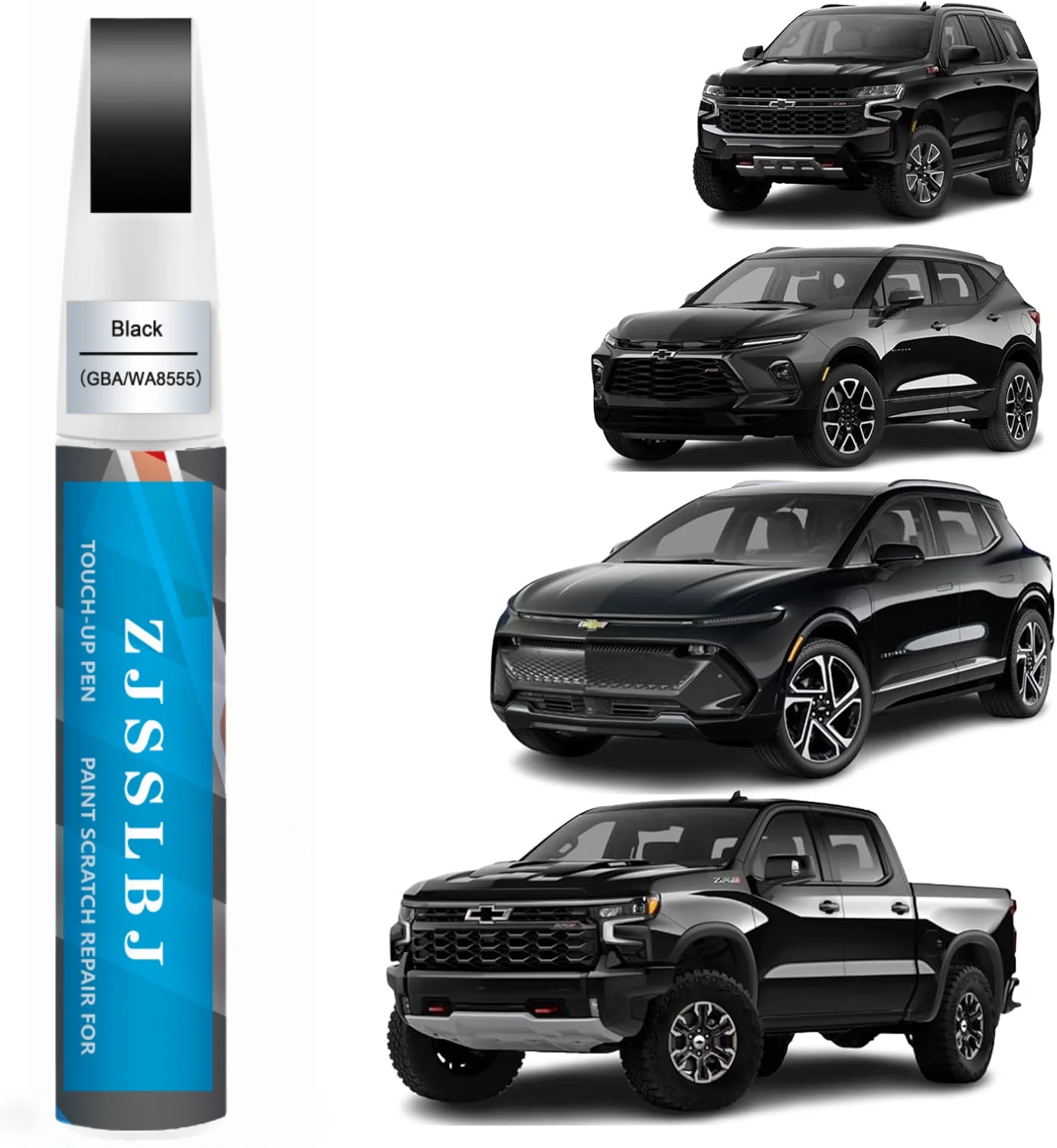 Car Touch Up Paint(Black(GBA/WA8555)) for Chevrolet, Car Paint Scratch Repair Kit, Quick & Easy Solution to Repair, 2 in 1 Scrat