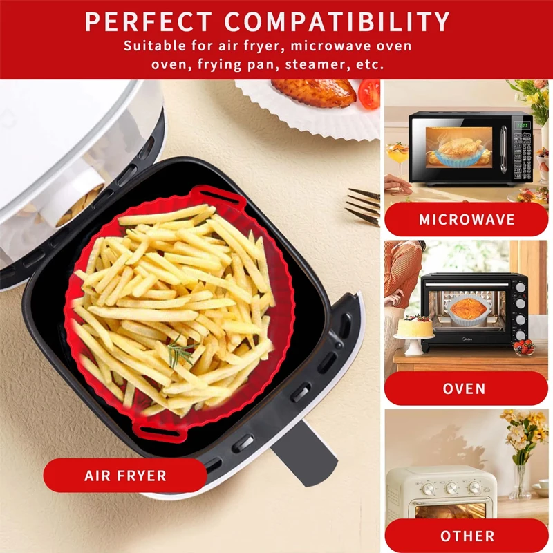 Silicone Baking Tray Mat Reusable Air Fryer Baking Pan High-Temperature Resistant Foldable Food Grade Double Ear Baking Tray