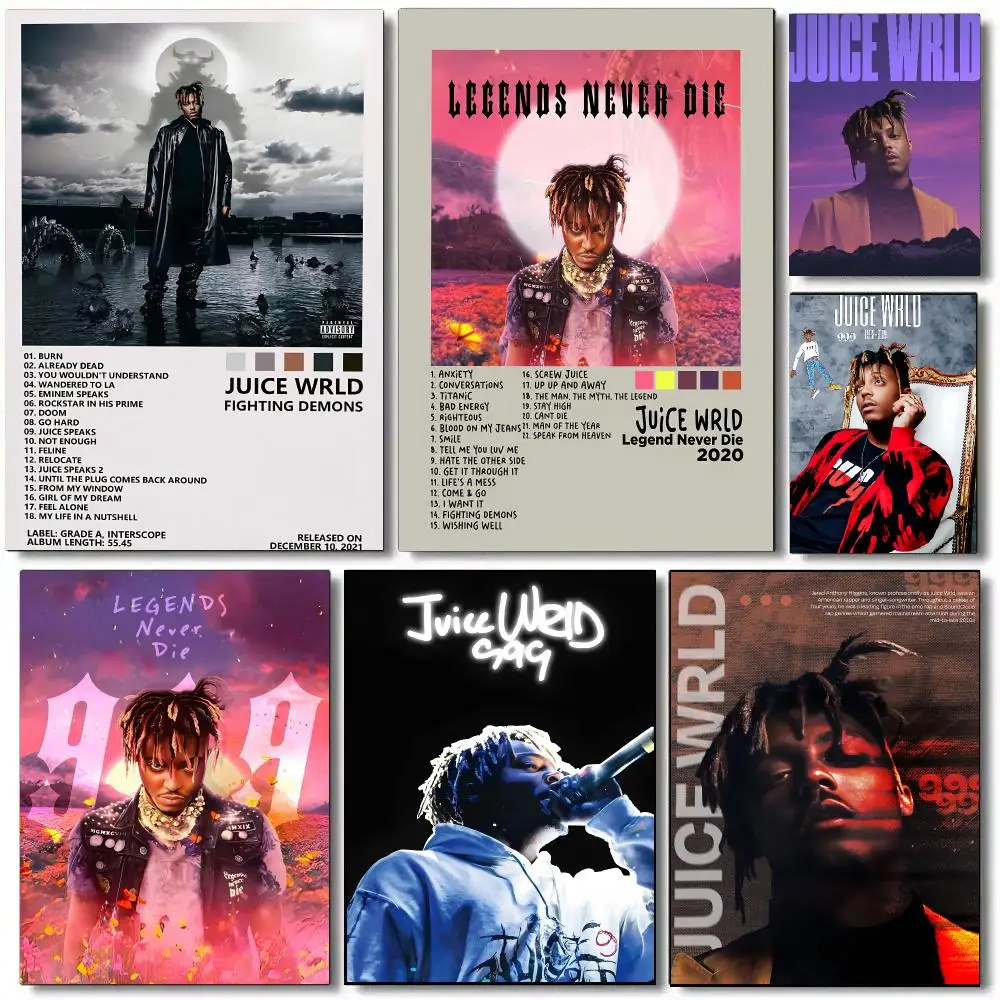 Pop Music J-Juice W-WRLD  Poster Self Adhesive Aesthetic Wall Art Picture for Living Room Home Decoration Gift